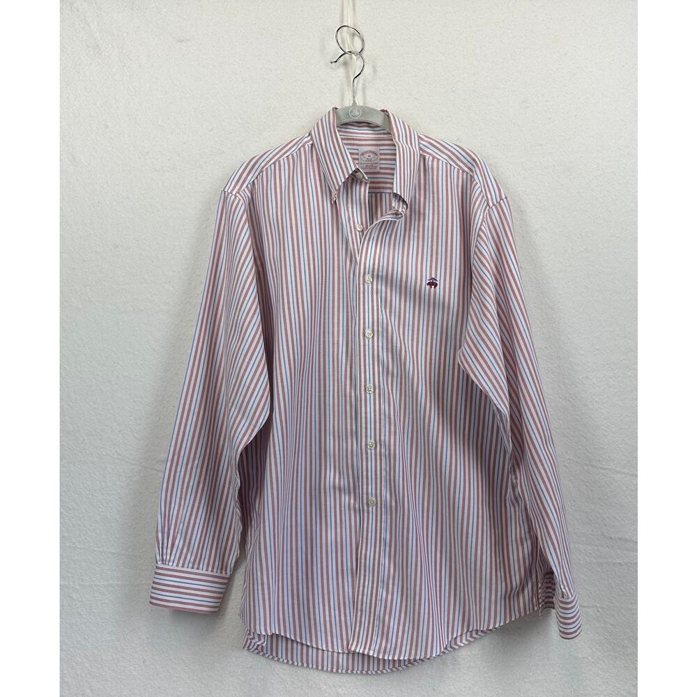 Brooks Brothers 346 Original Polo Oxford Men's Dress Shirt Red/Blue Stripe SZ M